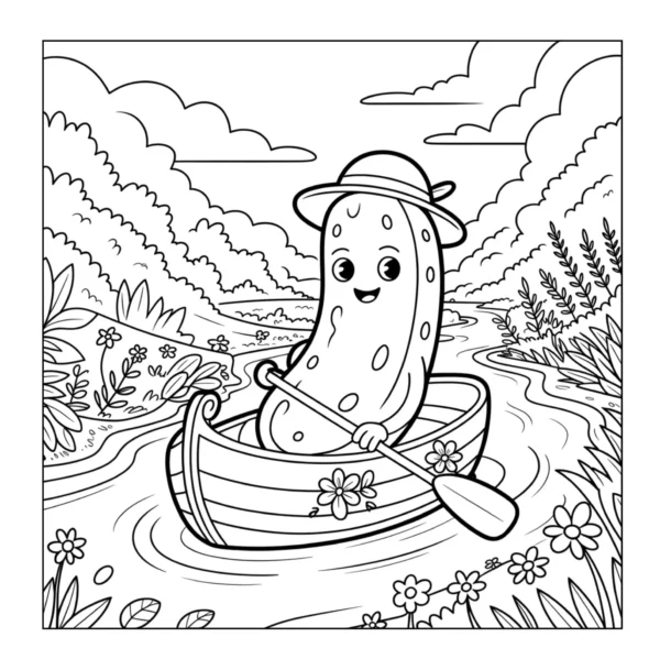Happy pickle rowing a small boat