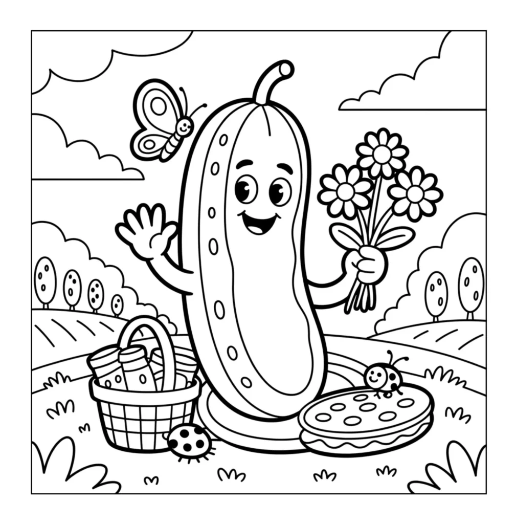 Pickle holding flowers with a butterfly
