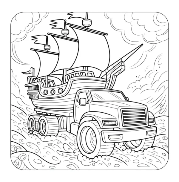 Pirate Ship Truck Insane Trucks Coloring Book - 40 Pages