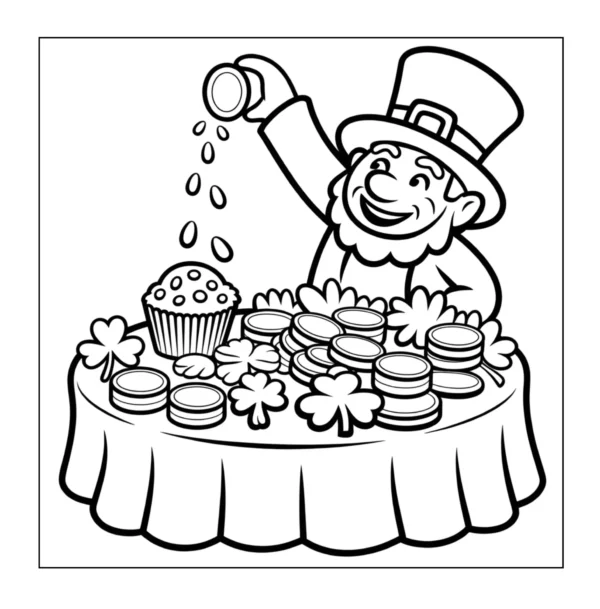 Pouring Gold Coins St Patrick's Day Coloring Book - 40 Pages