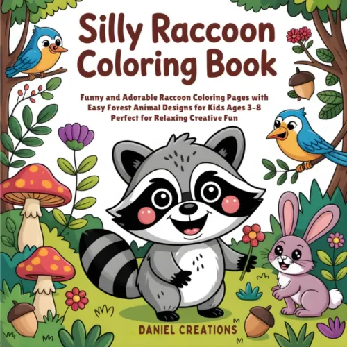 Raccoon Coloring Book cover — 40 printable pages