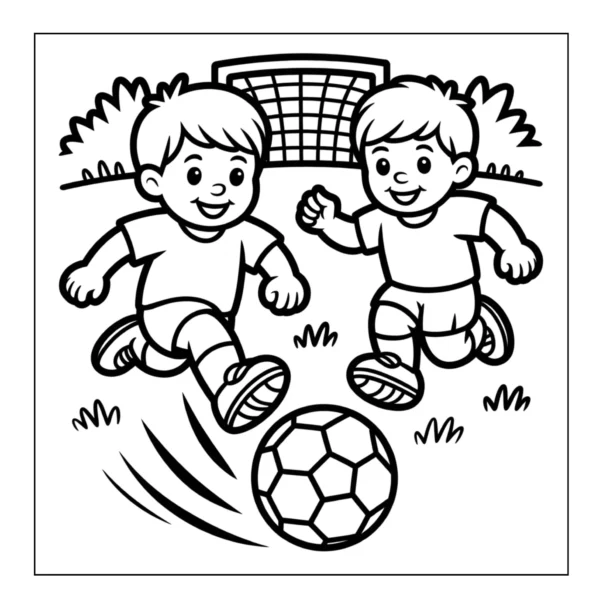Racing For Ball Soccer Ball Coloring Book - 40 Pages