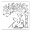 Woman reading under a sakura tree