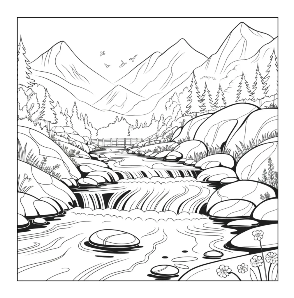 River stream flowing over smooth rocks