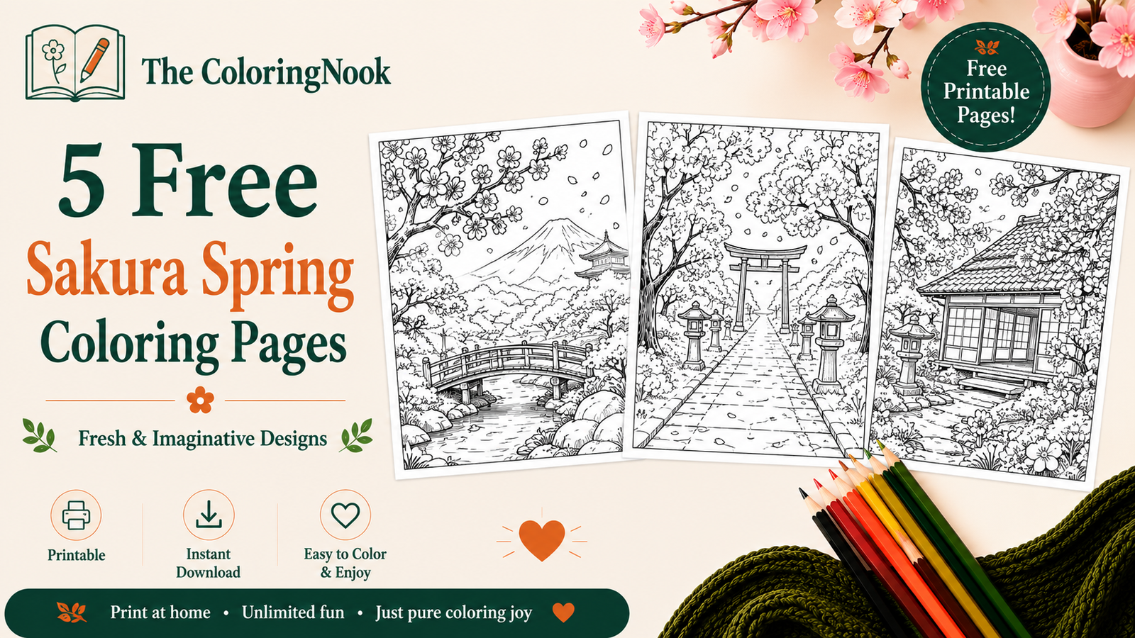 Sakura Spring Coloring Pages