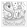 Serpent and Pharaoh Boat Pharaoh fighting giant snake in boat.