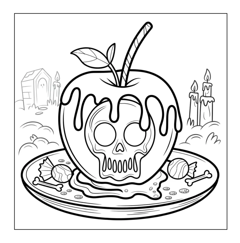 Skull candy apple on a plate.
