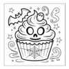 Skull Frosted Cupcake Spooky skull cupcake with a ghost.