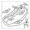 Spooky Hot Dog Ghostly hot dog with flying bats.