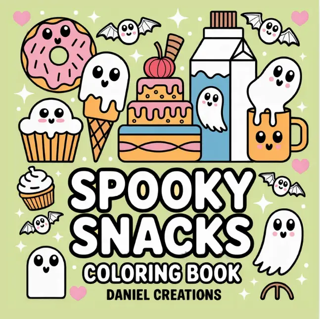 Spooky Snacks Coloring Book cover — 40 printable pages