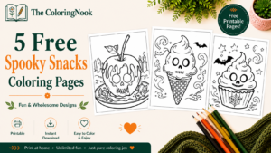 Spooky Snacks Coloring Pages (Free 5 Printable PDFs)