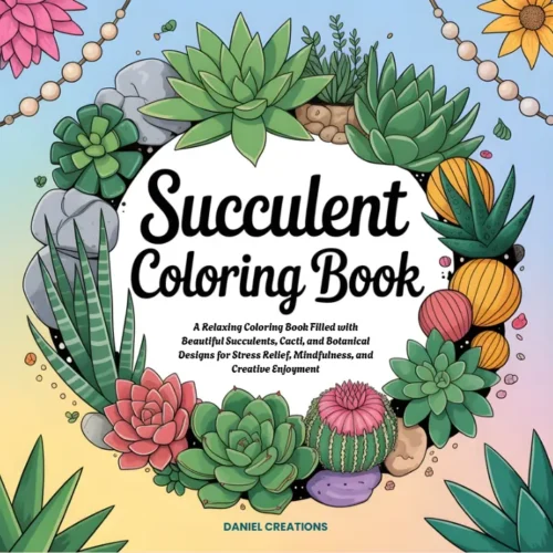 Succulents Coloring Book cover — 40 printable pages