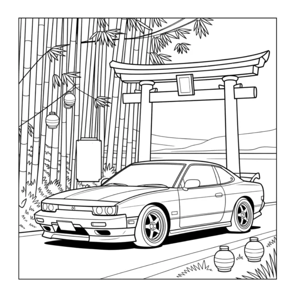 Torii Gate Racer JDM Coloring Book - 40 Pages