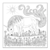 Unicorn eating flowers in a field.