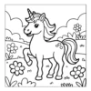 Unicorn In Meadow Cute unicorn standing in a meadow.