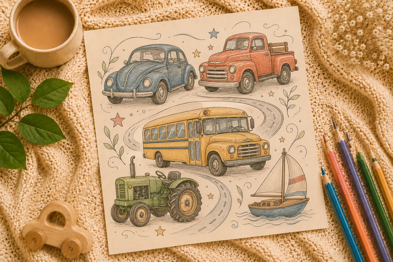 Vehicles coloring pages