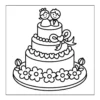 Wedding Cake Topper Three-tiered wedding cake with cute toppers.