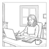 Working At Laptop Woman working on laptop at desk.