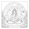 Zodiac Buddha Meditating woman surrounded by zodiac symbols