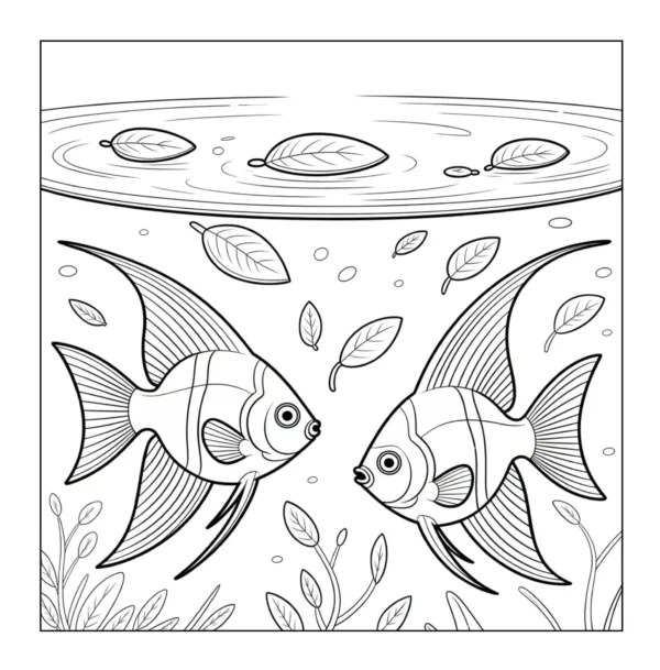 Two angelfish swimming underwater.