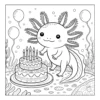 Axolotl celebrating with birthday cake.