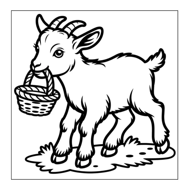 Basket Carrying Goat Goat carrying a small basket.
