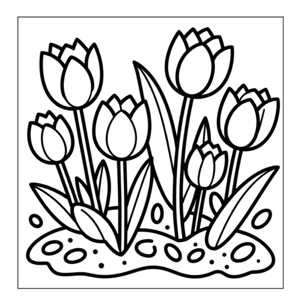 Vibrant spring tulips in a garden.