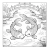 Koi fish swimming under bridge.