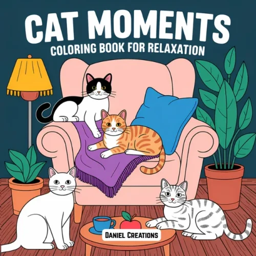 Cat Moments Coloring Book - 40 Pages