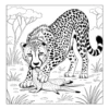 Cheetah with prey in savannah.