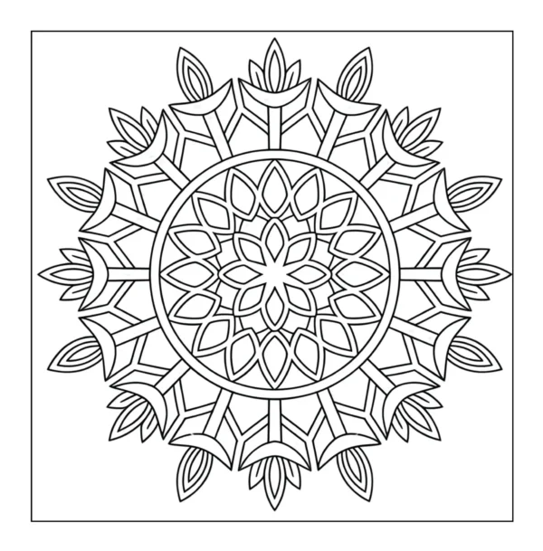Circular Floral Mandala Round floral mandala coloring page.