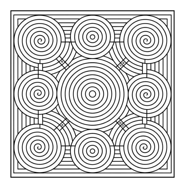Circular Spiral Maze Circular spiral maze coloring page.