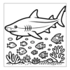 Shark swimming among tropical fish.