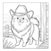 Fluffy dog wearing cowboy hat.