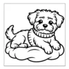 Cozy Pillow Puppy Fluffy puppy resting on a pillow.