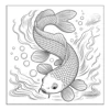 Koi fish swimming with bubbles.