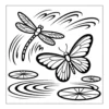 Dragonfly Butterfly Pond Dragonfly and butterfly over water.