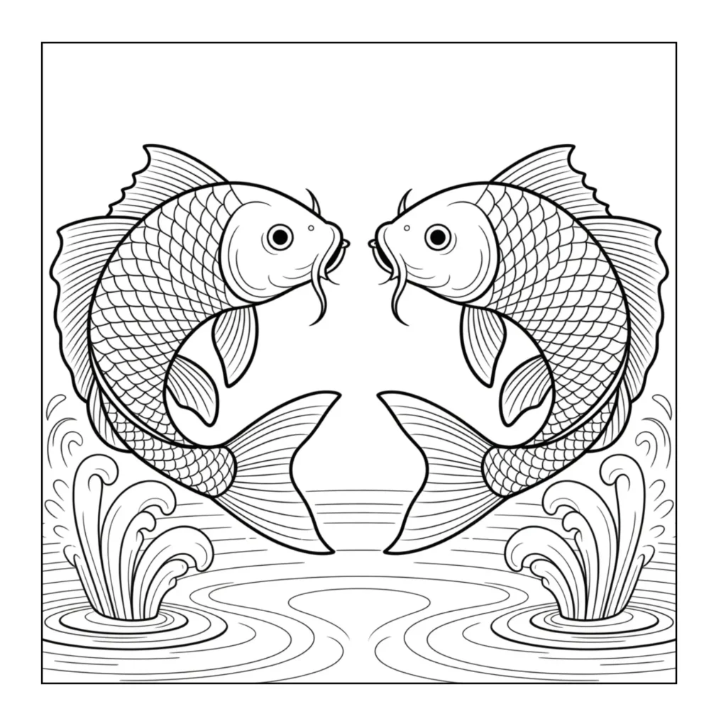 Two koi fish swimming together.