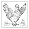 Hen stretching her feathered wings.