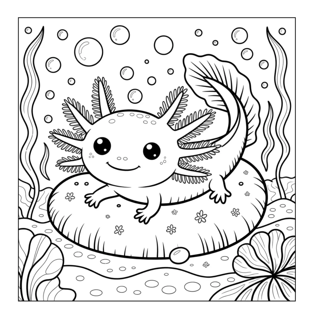Axolotl celebrating with birthday cake.