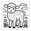 Cute fluffy lamb in grassy field.