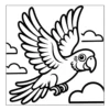 Flying Cloud Bird Parrot flying through the clouds.