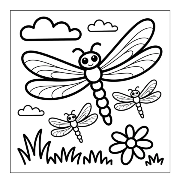 Flying With Friends Three dragonflies flying together.
