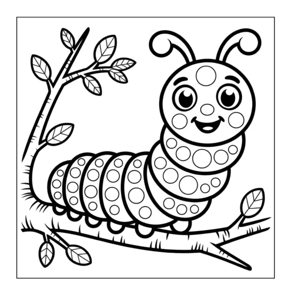Cute caterpillar on a tree branch.