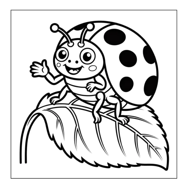Ladybug waving on a green leaf.