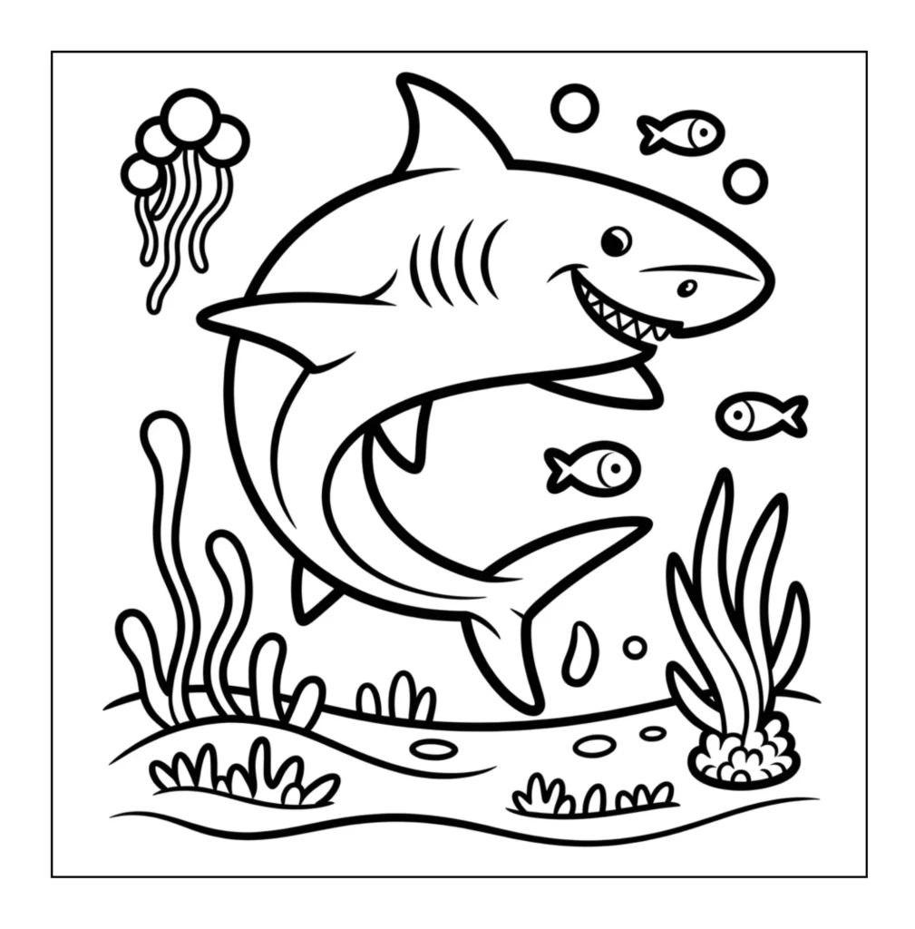 Friendly shark swimming in the ocean.