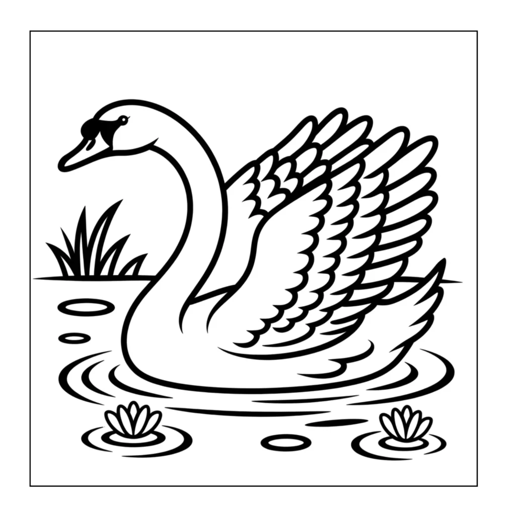 Graceful swan swimming on a pond.