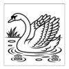 Graceful swan swimming on a pond.
