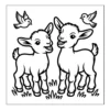 Happy Bird Friends Two goats with flying birds.