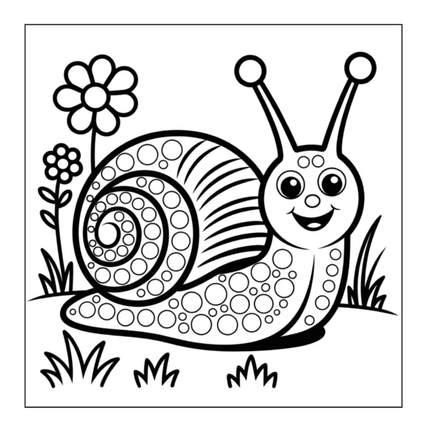 Happy snail crawling in the garden.